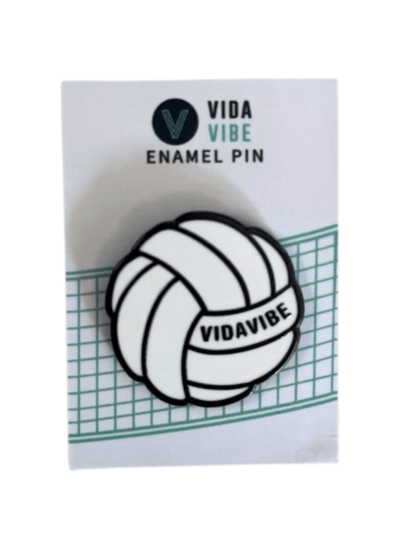 Vida Vibe Volleyball enamel pin of a volleyball on a white background