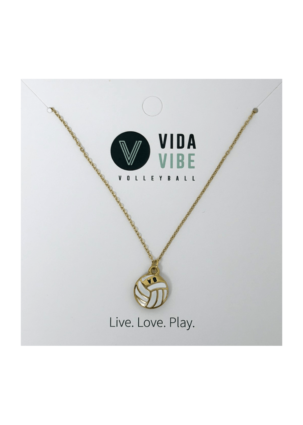 White Enamel Pendant Volleyball Necklace
