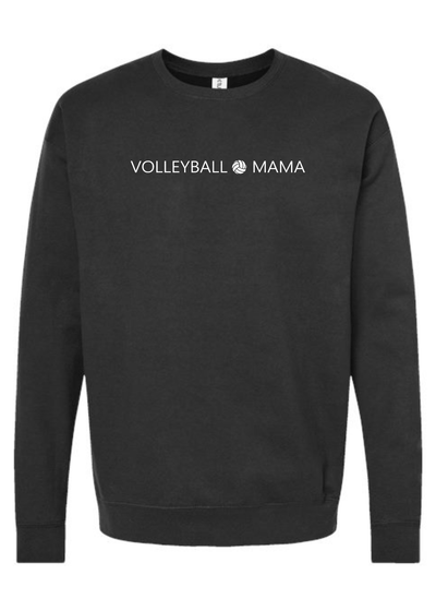 Black sweatshirt with 'Volleyball Mama' text on a white background