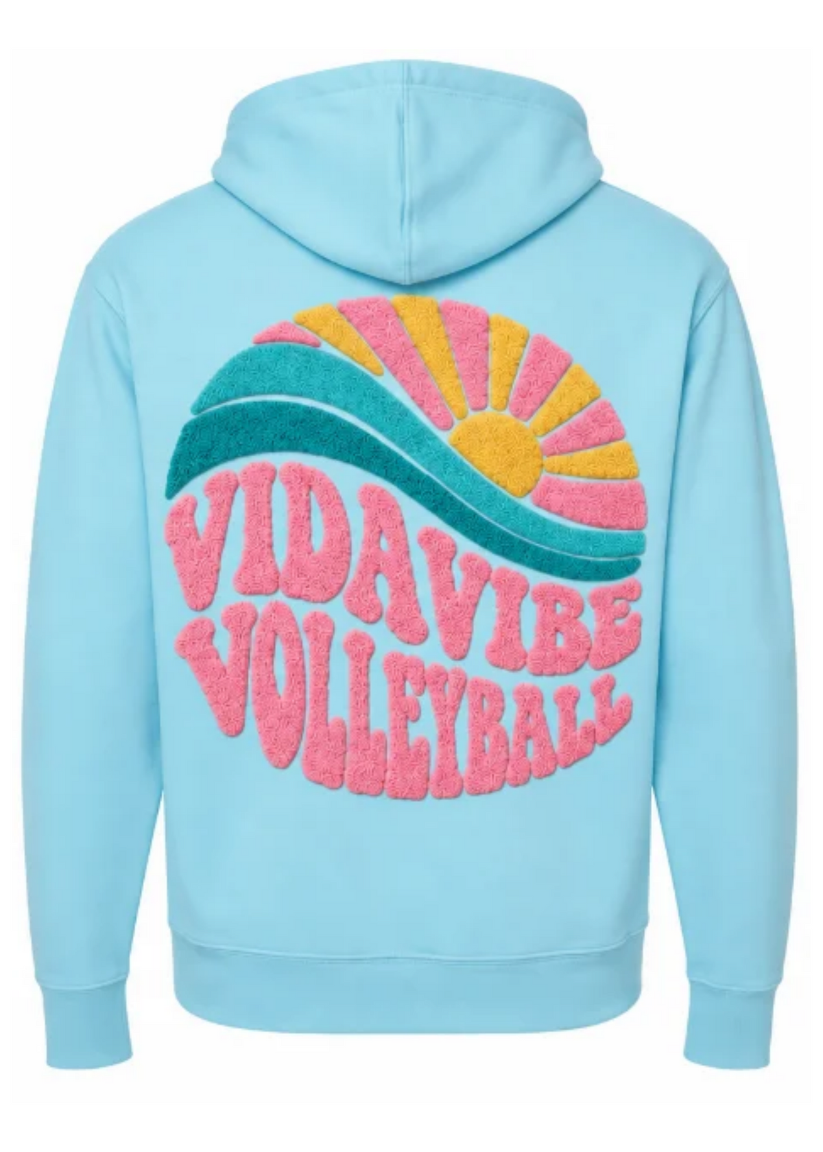 Sunset Volleyball Chenille Sweatshirt - Baby Blue