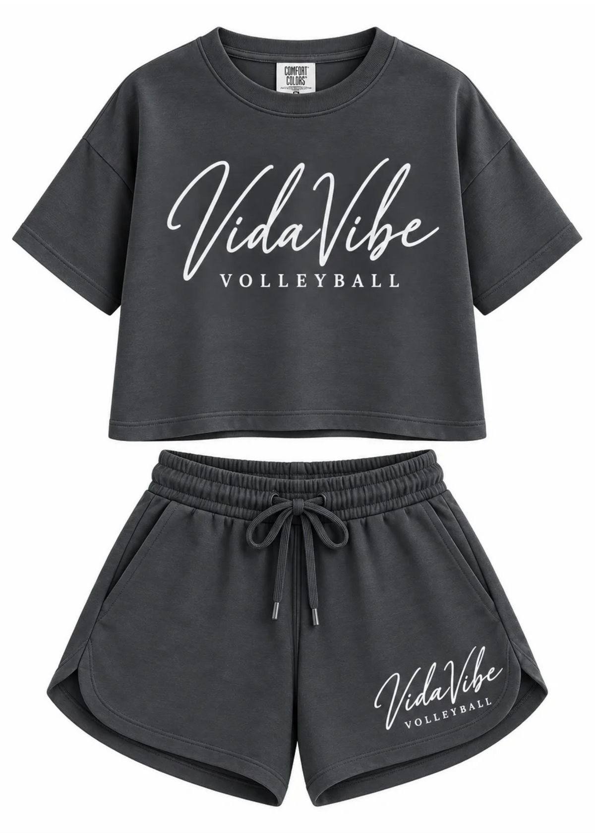 Metallic Gray Cropped VidaVibe Lounge Shirt