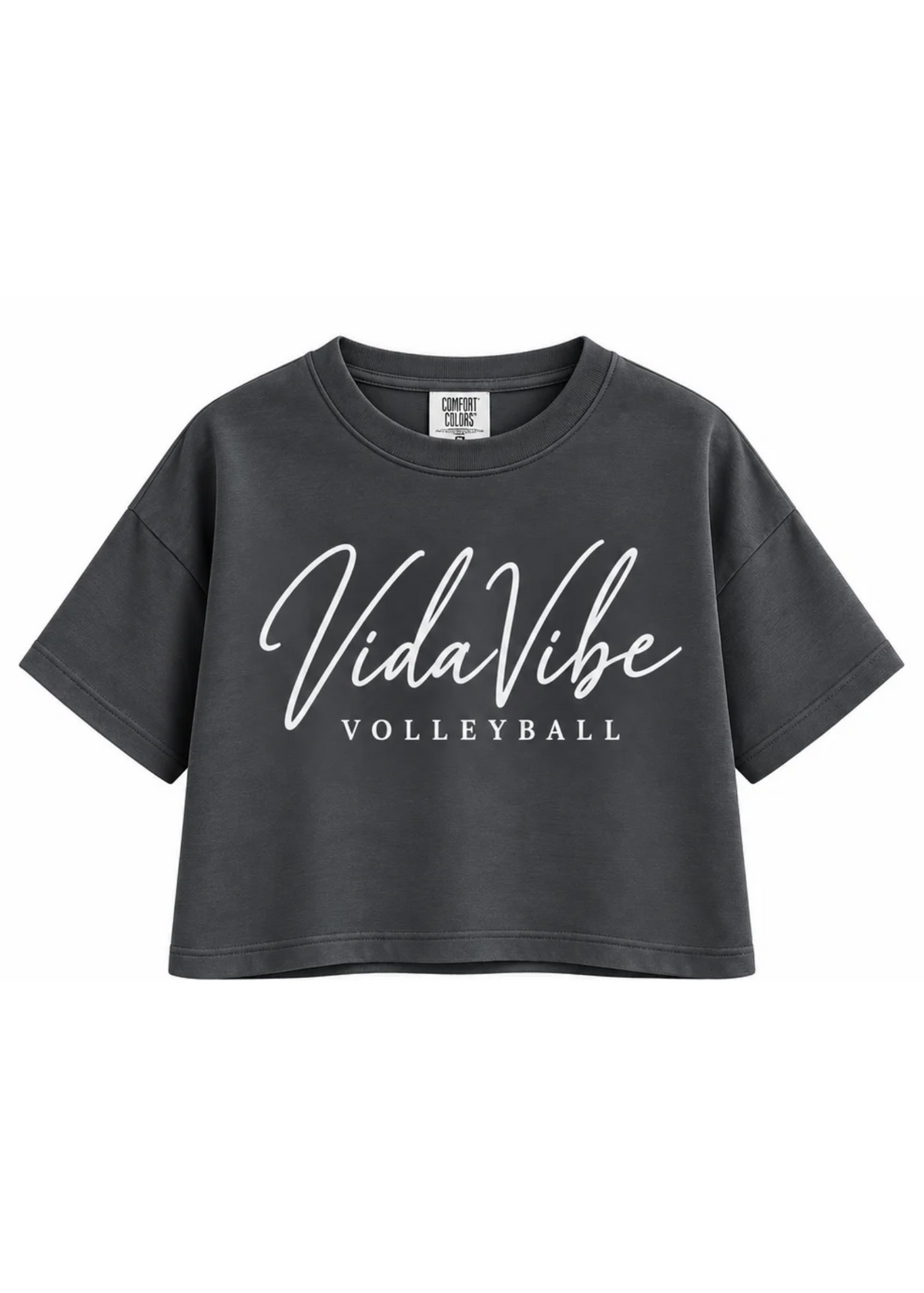 Metallic Gray Cropped VidaVibe Lounge Shirt