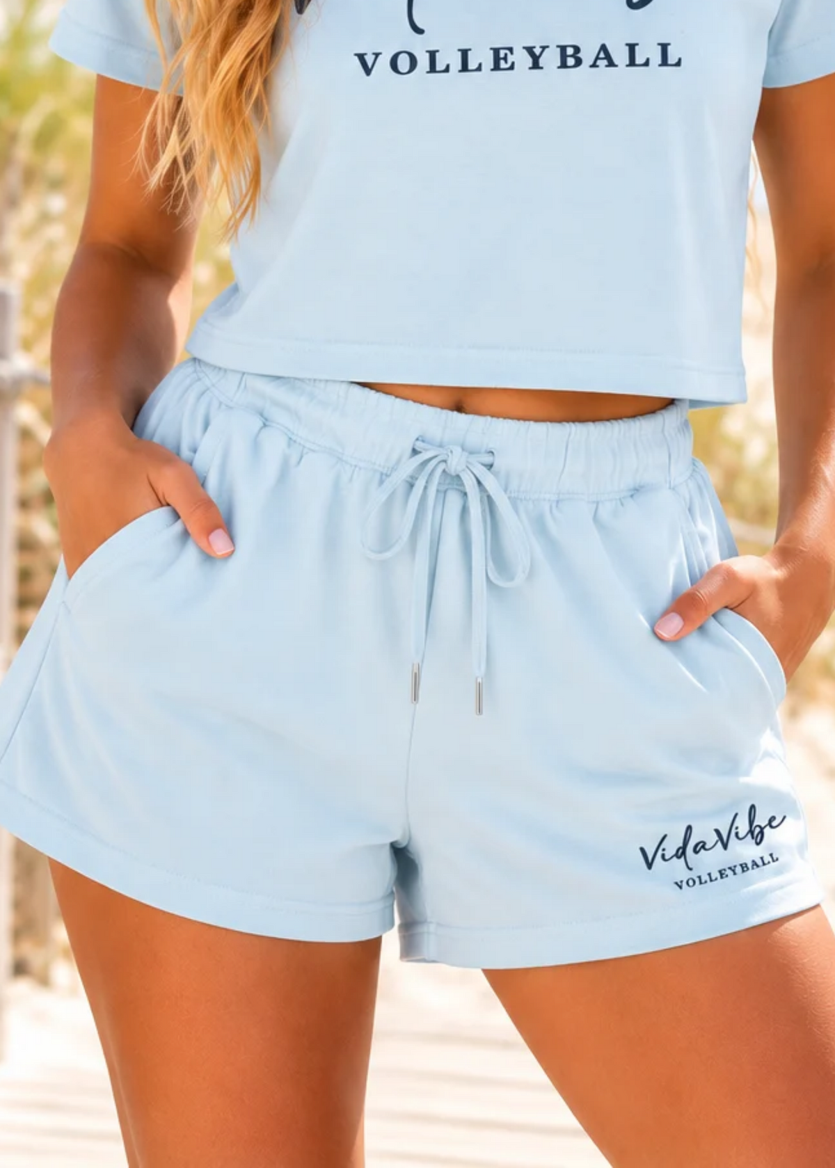 Baby Blue Cropped VidaVibe Lounge Shirt