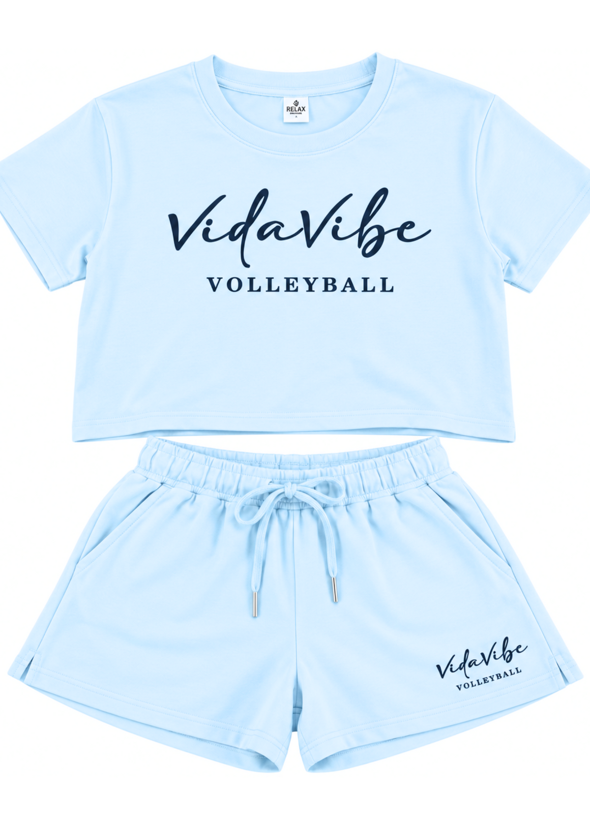 Baby Blue Cropped VidaVibe Lounge Shirt