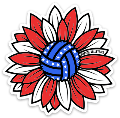 Red, White, & Blue Volleyball Sticker - VidaVibe