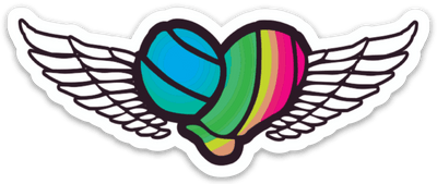 Volleyball Rainbow Heart with Wings Sticker - Pura Vida Volleyball