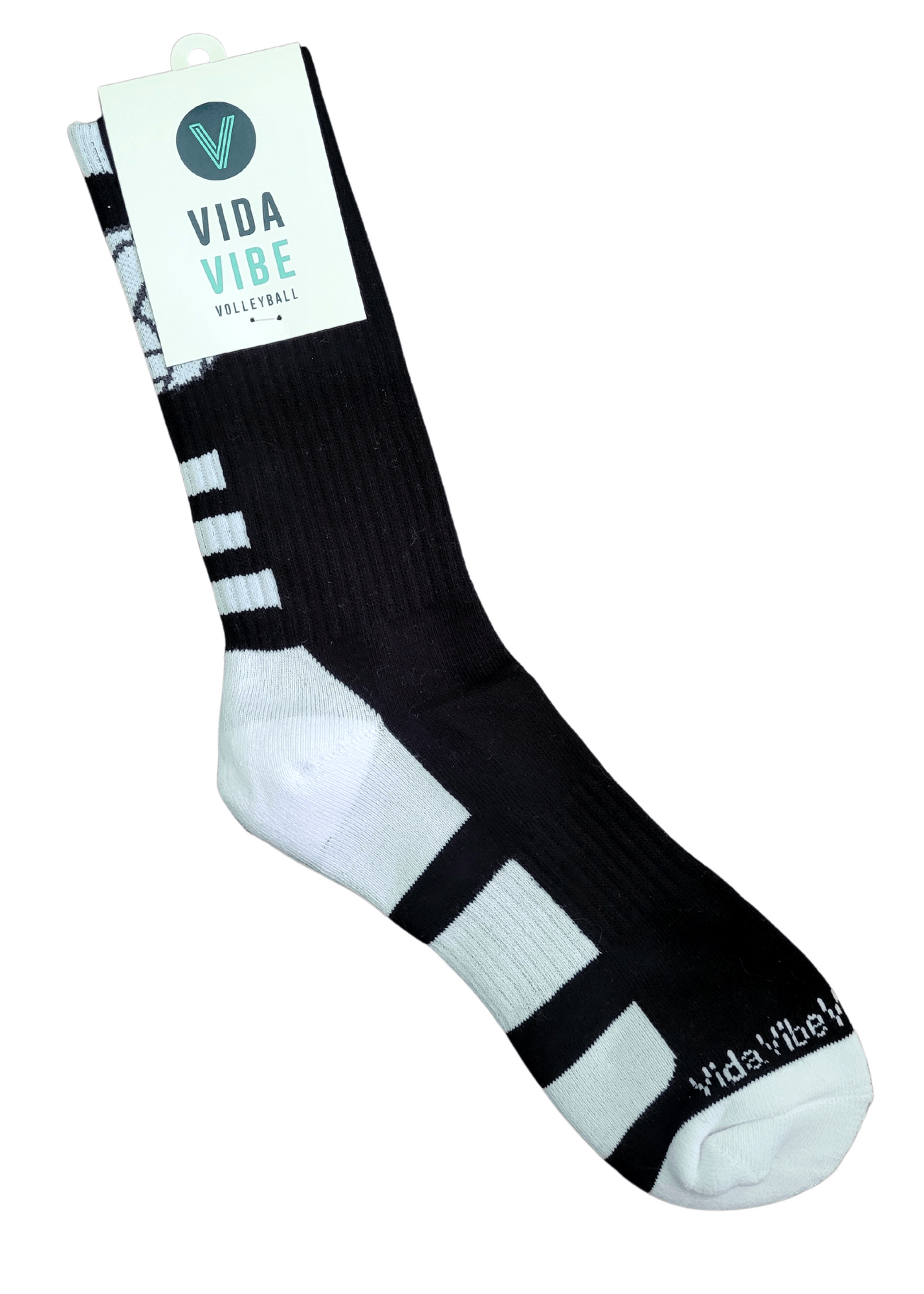 Volleyball Black White Crew Sock Volleyball Gifts and Apparel