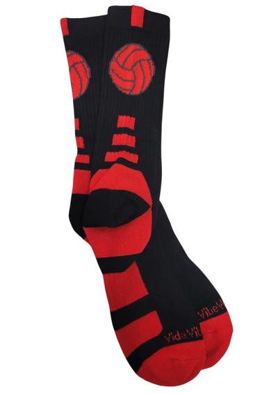 VidaVibe Volleyball Black and Red Mid-Calf Socks - VidaVibe Volleyball